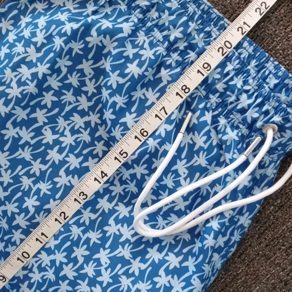 🌊Lands' End🌊 - Blue/White Palm Tree Swim Trunk